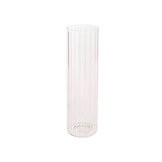 Glass Cylinder Floral Event Vase Ribbed Clear (10Dx30cmH)