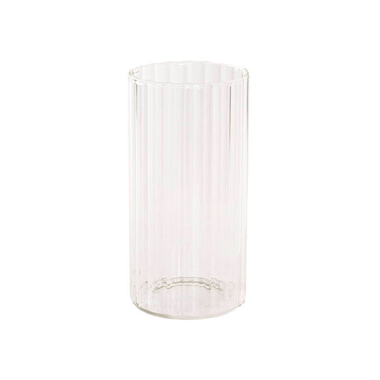 Glass Cylinder Floral Event Vase Ribbed Clear (12Dx25cmH)