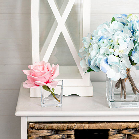 Pressed Glass Cube Mini Vase Clear (6x6x6cmH)