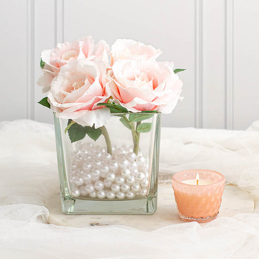 Pressed Glass Cube Vase Clear (15x15x15cmH)