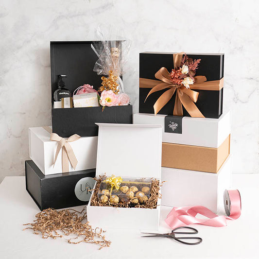 Hamper Gift Box Magnetic Flap Tall Large Black (38x26x13cmH)