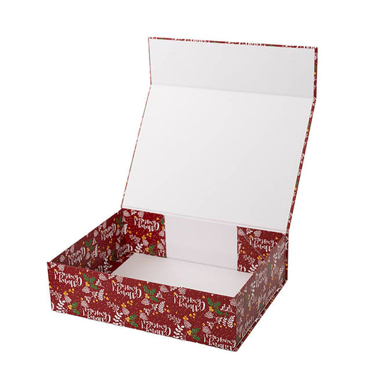 Hamper Gift Box Magnetic Flap Medium Xmas Red(32x24x9cmH)