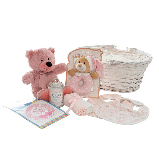 Jelly Bean Teddy Bear Gift Basket Baby Hamper Pink