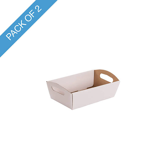 Hamper Tray Flat Pack Mini White Pack 2 (20x12.5x6cmH)