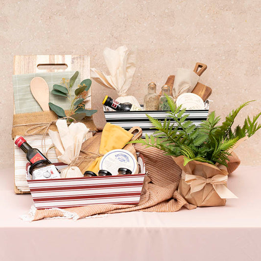 Hamper Tray Rigid Stripes Large Red White (33x23x12cmH)