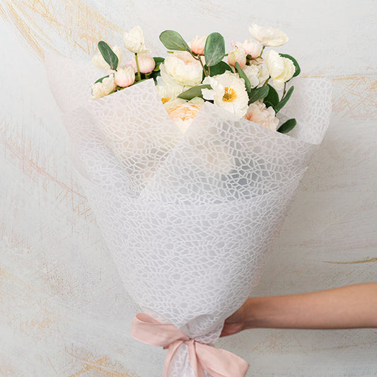 Nonwoven Embossed Wrap Sheets Bark White (50x70cm) Pack 50