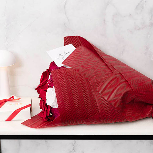 Nonwoven Embossed Wrap Sheets Willow Dark Red Pk50 (50x70cm)