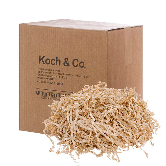Shredded Paper Filler Food Grade 3mm Brown Kraft 1kg Box