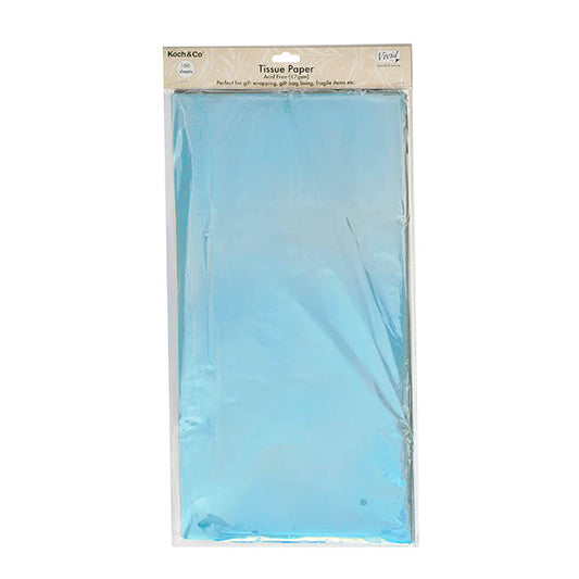 Tissue Paper Pack 100 Acid Free 17gsm Light Blue (50x75cm)