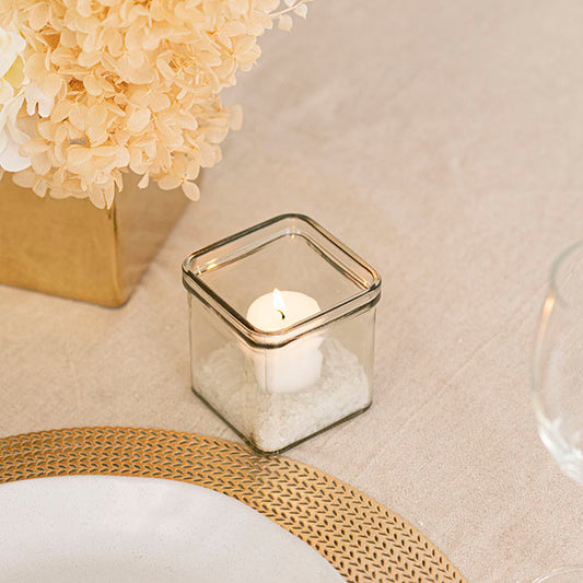 Glass Votive Candle Holder Cube Clear (7.5x7.5x7.5cmH)