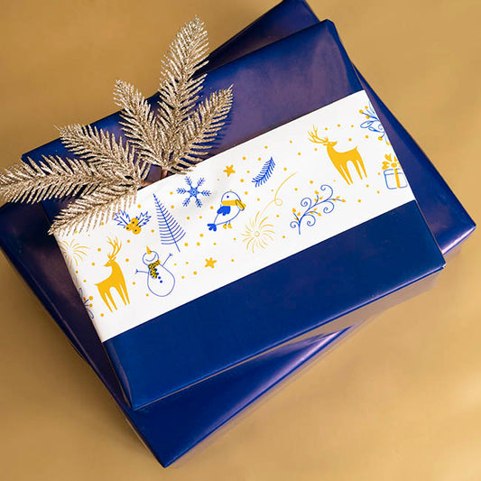 Wrapping Narrow Roll Christmas Cheer Gloss White (10cmx25m)