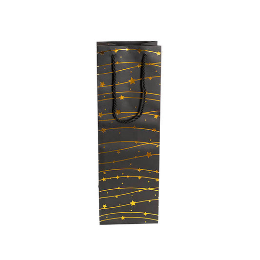 Wine Bag Single Bottle Pack 5 Stars BlackGold (12x9x36cmH)