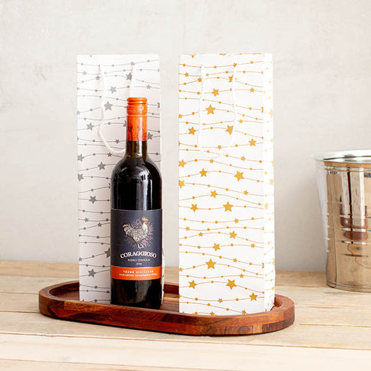 Wine Bag Single Bottle Pack 5 Stars White G (12.5x8x36cmH)