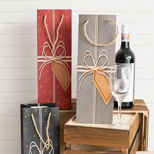 Wine Bag Single Bottle Pack 5 Gift Design Grey (12x9x35cmH)