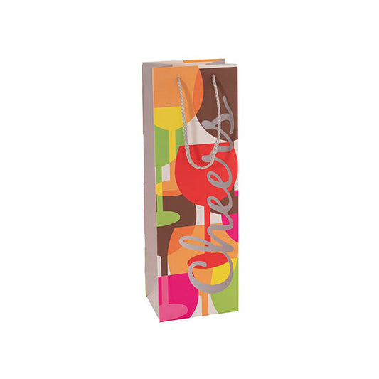 Wine Bag Single Bottle Pack 5 Cheers Red Yellow (12x9x35cmH)