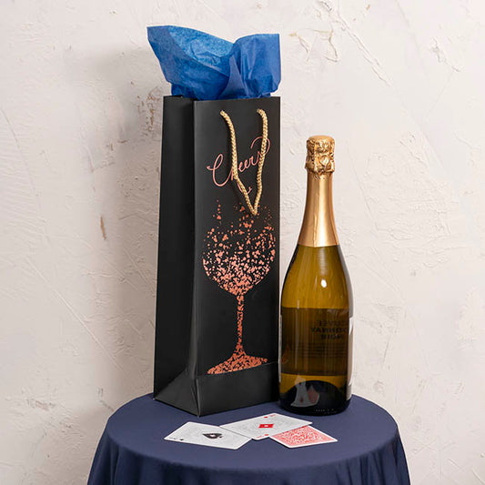 Wine Bag Single Bottle Pk5 Glass Rose Gold Black(12x9x36cmH)