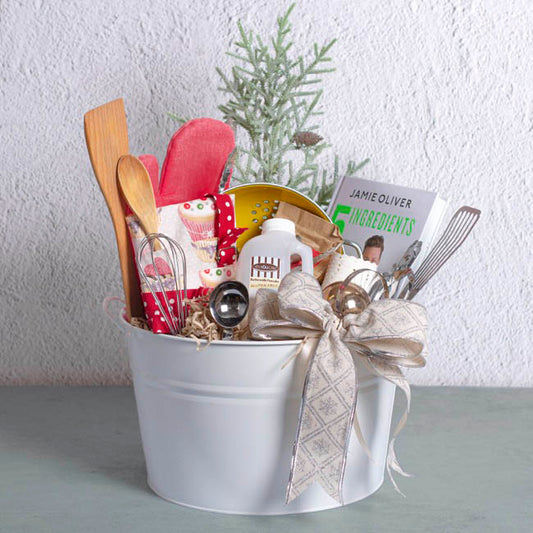 Metal Drinks Tub Round Chrome Hndl Sml White (36cmx22cmH)