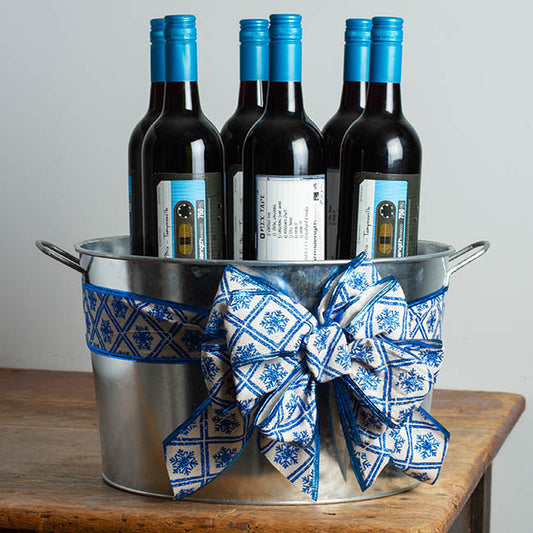 Metal Drinks Tub Round Chrome Hndl Sml Zinc (36cmx22cmH)