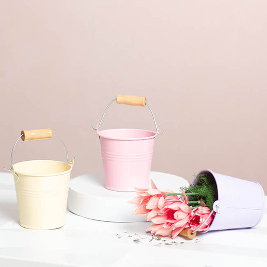 Tin Bucket Bambino Baby Pink (8Dx7cmH)