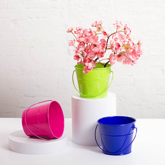 Tin Bucket with Handle Dark Blue (12.5Dx10.5cmH)