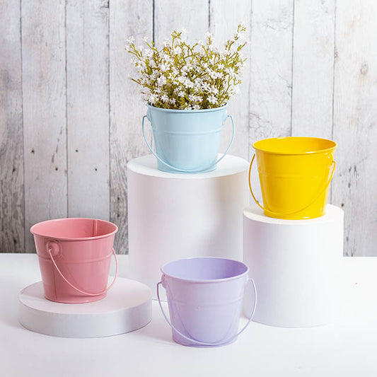 Tin Bucket with Handle Lavender (12.5Dx10.5cmH)
