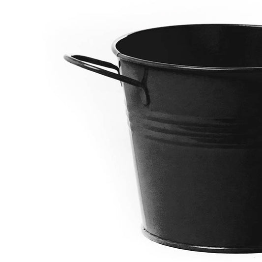 Tin Bucket side Handles Black (15.5Dx12cmH)