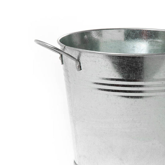 Tin Pot Large side Handles Zinc Silver (18Dx15cmH)