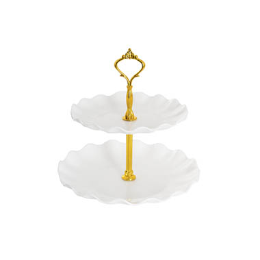 Gift Wedding - Cake Stands - Elegant 2 Tier Cake Stand White (23cmH)