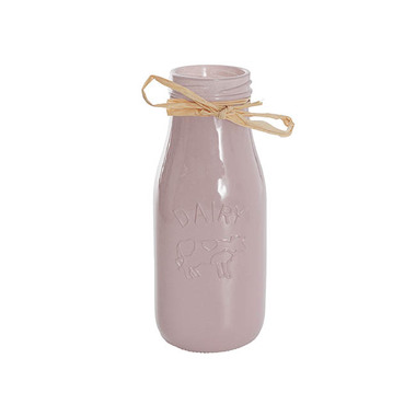 C Glass Vases - Glass Bottles - Glass Milk Bottle Solid Glossy Nude (6cmDx15.5cmH)