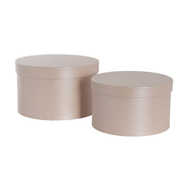Pack GBox - Hat Boxes - Gift Flower Box Ribbed Round Blush Pink Set 2 (24x14.5Hcm)