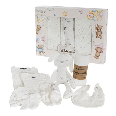 Soft Toys - Baby Gift Sets - Constellation Print 100% Cotton Baby Gift Box Set 8 White