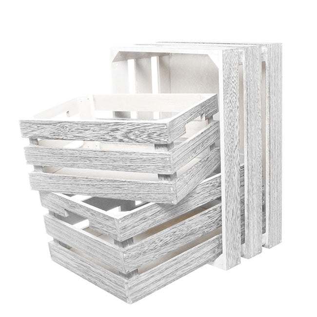 Wooden Crate Storage Box Set 3 Iron Grey (41x31x19cmH)