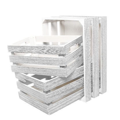 Wooden Crate Storage Box Set 3 Iron Grey (41x31x19cmH)