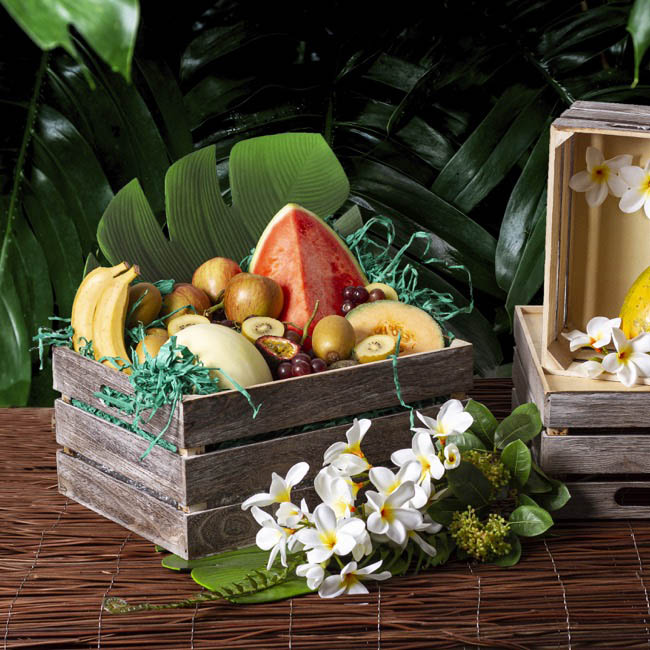 Wooden Crate Storage Box Set 3 Iron Grey (41x31x19cmH)