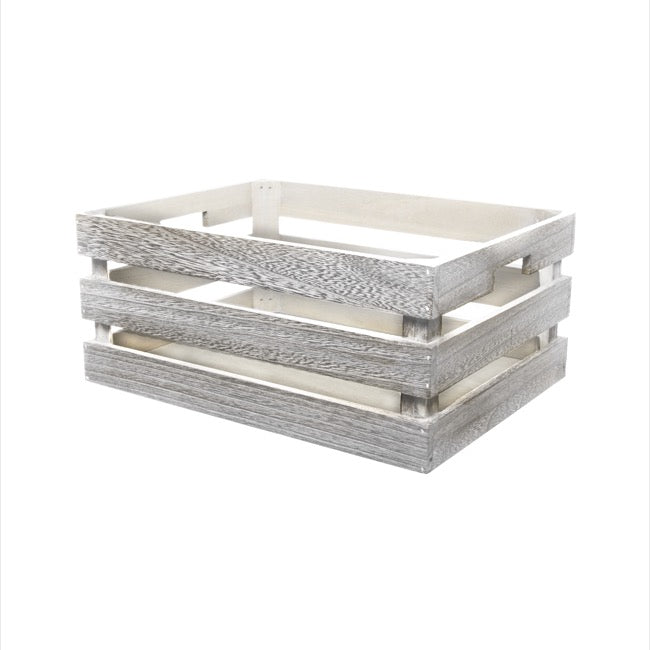 Wooden Crate Storage Box Set 3 Iron Grey (41x31x19cmH)