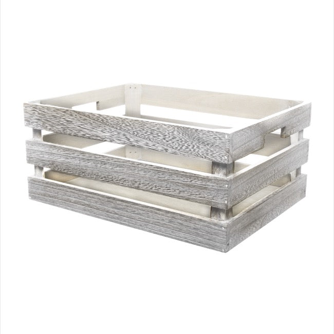 Wooden Crate Storage Box Set 3 Iron Grey (41x31x19cmH)