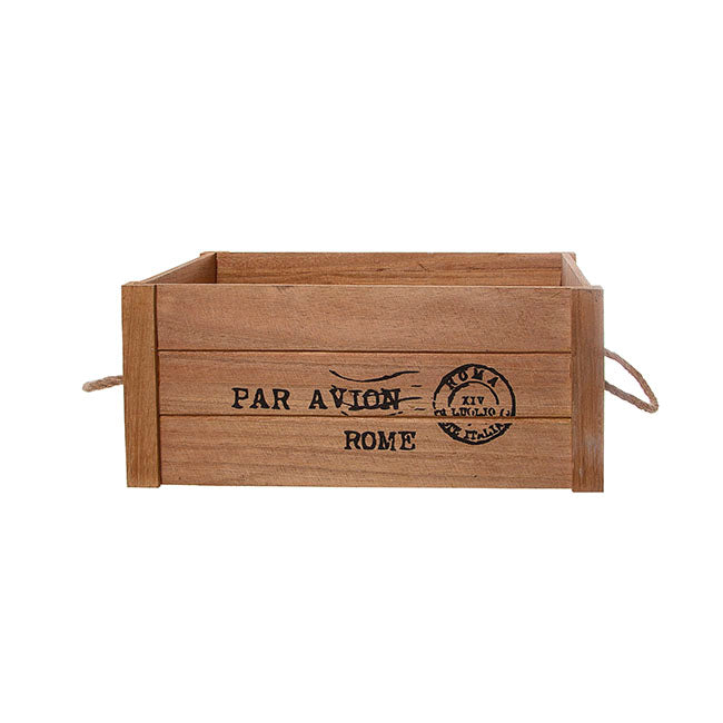 Wooden Crate Box Air Mail Set of 2 Brown (41.5x31.5x17.5cmH)