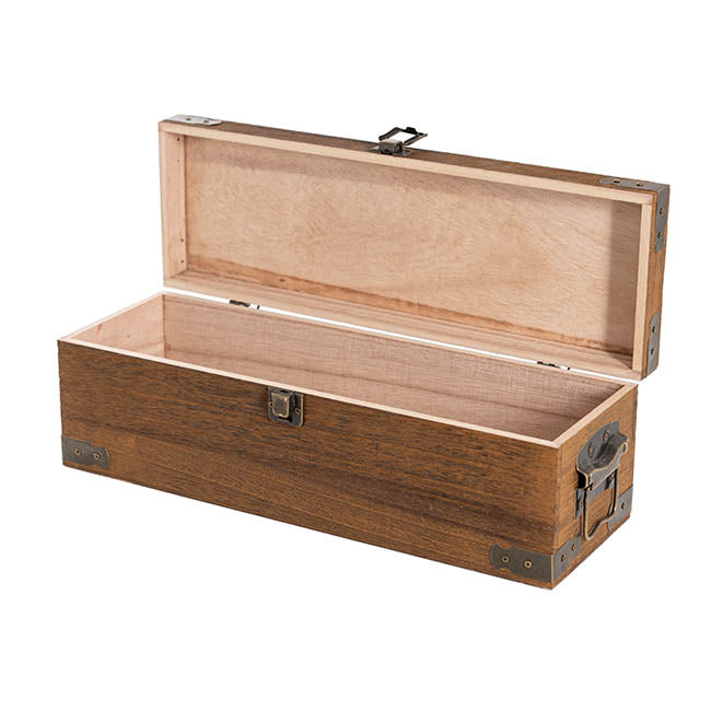 Wooden Single Wine Box Anqitue Brown 36x12x12cmh