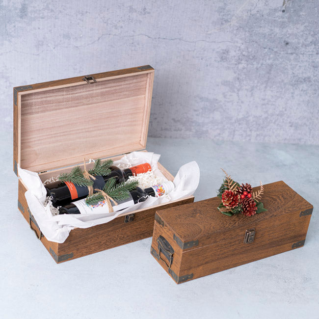 Wooden Single Wine Box Anqitue Brown 36x12x12cmh