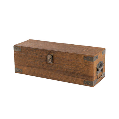 Wooden Single Wine Box Anqitue Brown 36x12x12cmh
