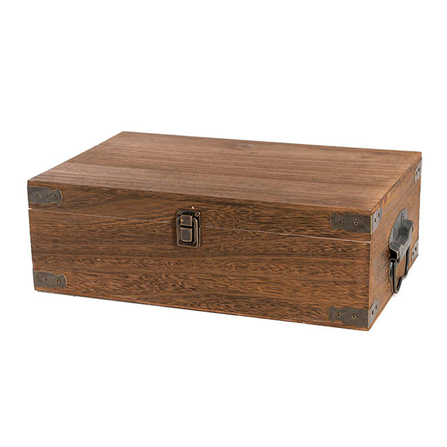 Wooden Double Wine Box Anqitue Brown 36x23x12cmh