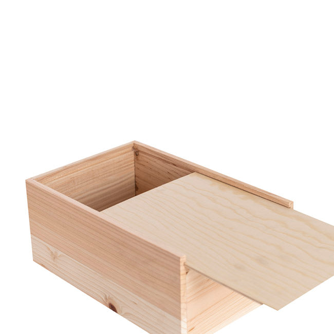 Wooden Box with Wooden Sliding Lid (30x20x13cmH)