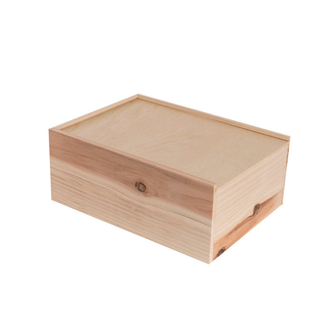 Wooden Box with Wooden Sliding Lid (35x25x14cmH)