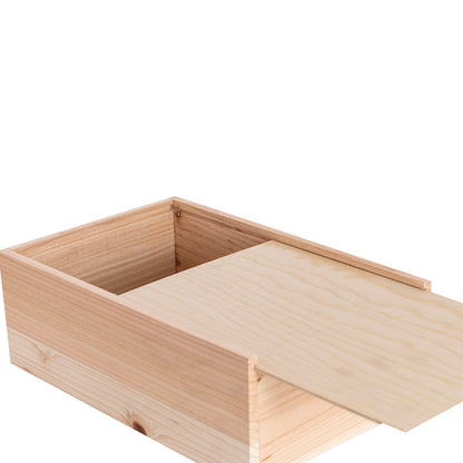Wooden Box with Wooden Sliding Lid (35x25x14cmH)