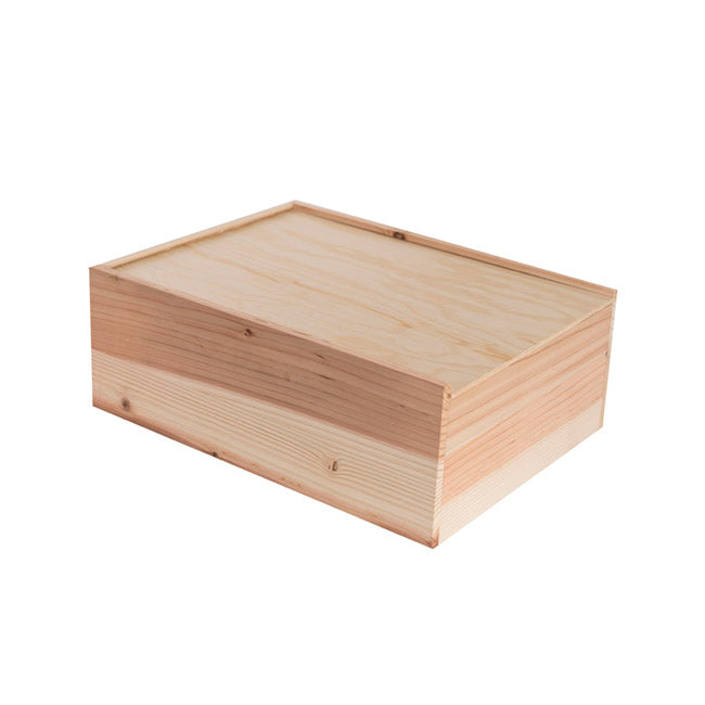 Wooden Box with Wooden Sliding Lid (40x30x15cmH)