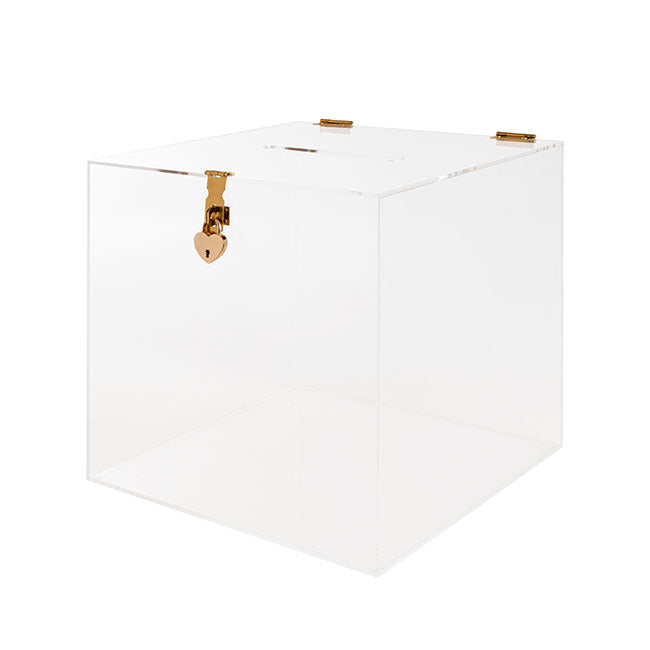 Wishing Well Clear Acrylic Box with Heart Lock (30x30x30cmH)