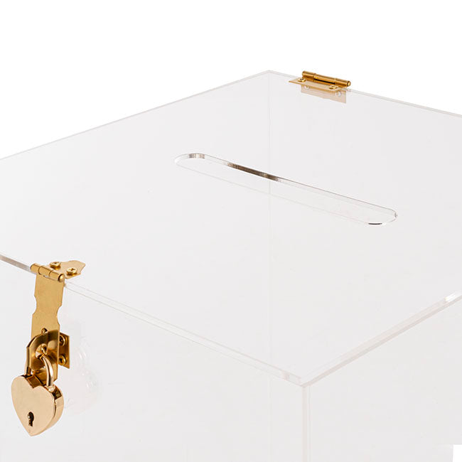 Wishing Well Clear Acrylic Box with Heart Lock (30x30x30cmH)