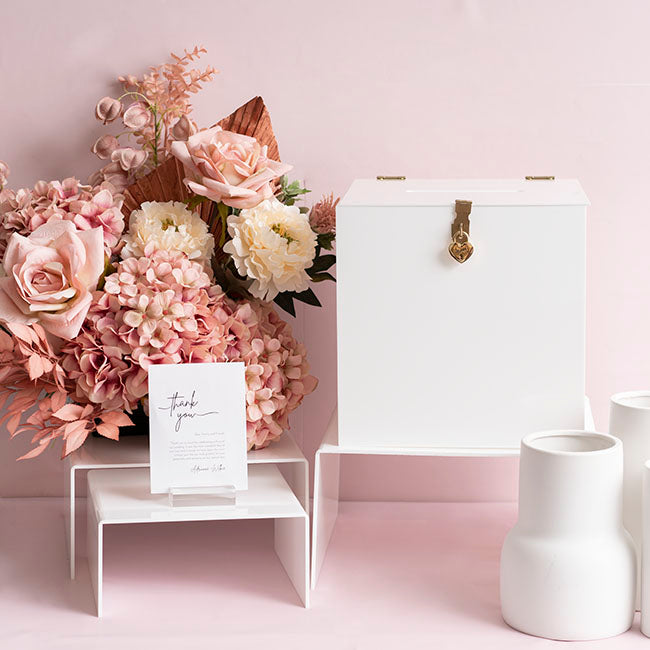 Wishing Well Acrylic Box with Heart Lock White (30x30x30cmH)