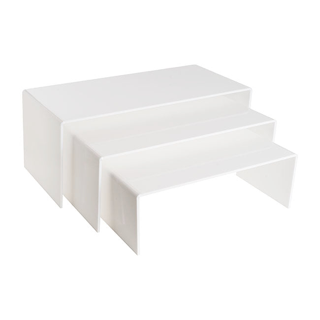 Acrylic Riser Rectangle Set 3 5mm White (20cmWx45cmLx18cmH)