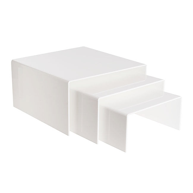 Acrylic Riser Square Set 3 5mm White (35x35cmx18cmH)